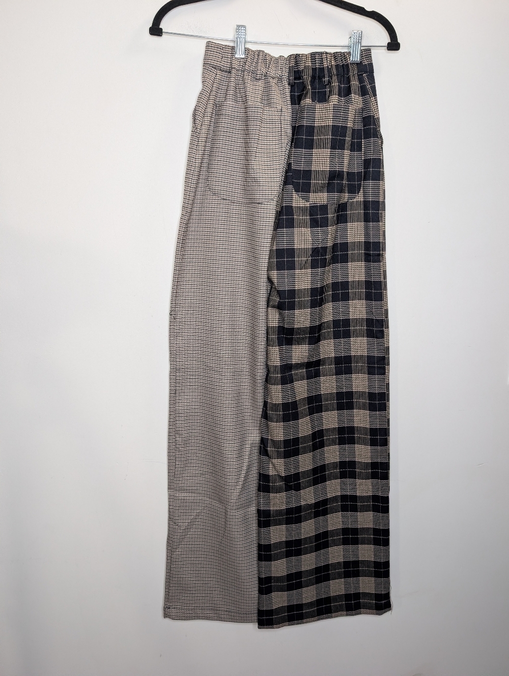 BP. Split Plaid Wide Leg Pants | Mixed Print Trouser XXS - Picture 3 of 6
